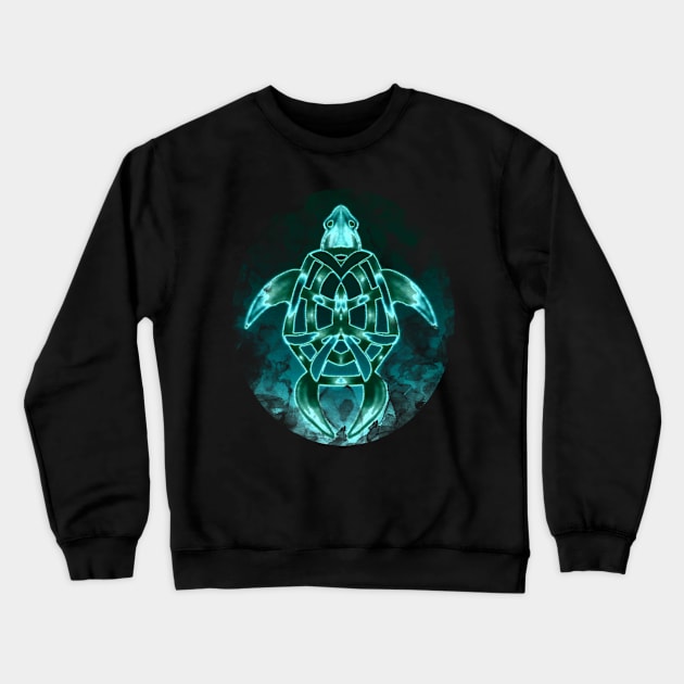 Aqua Turtle Crewneck Sweatshirt by Not Meow Designs 